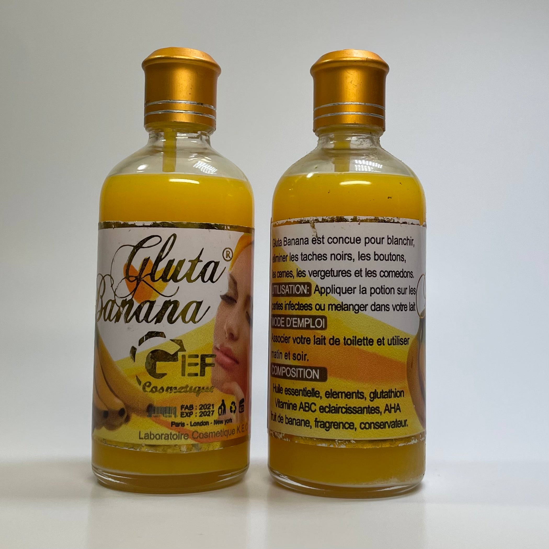 Sérum GLUTA BANANA COLLAGENE 100ml - Ultra Blanchissant, Anti-imperfections, Senteur Banane, Fabriqué En France