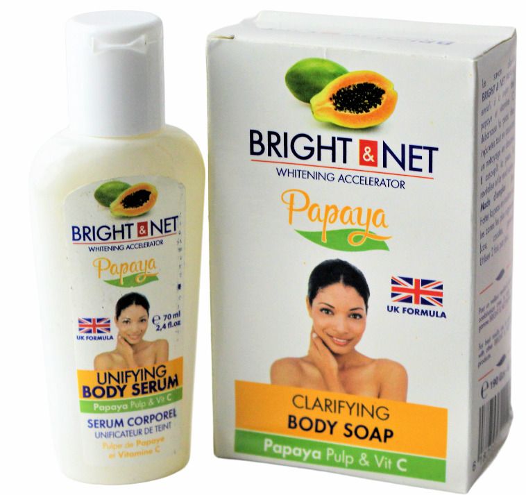BRIGHT & NET WHITINING ACCELERATOR SOAP AND SERUM WITH PAPAYA AND VITAMIN C